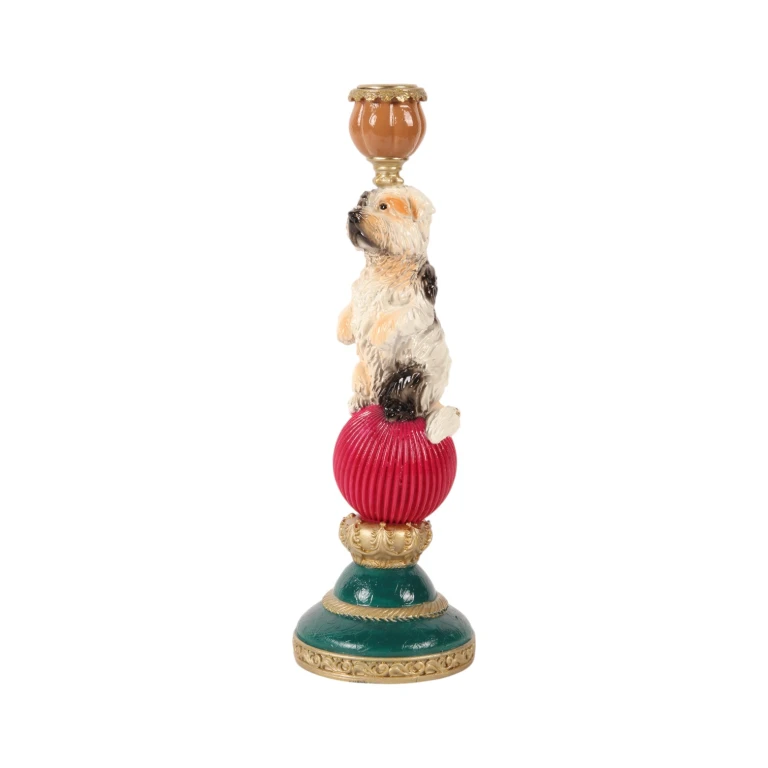 Candélabre chien - 28,5 cm - multicolore - résine synthétique