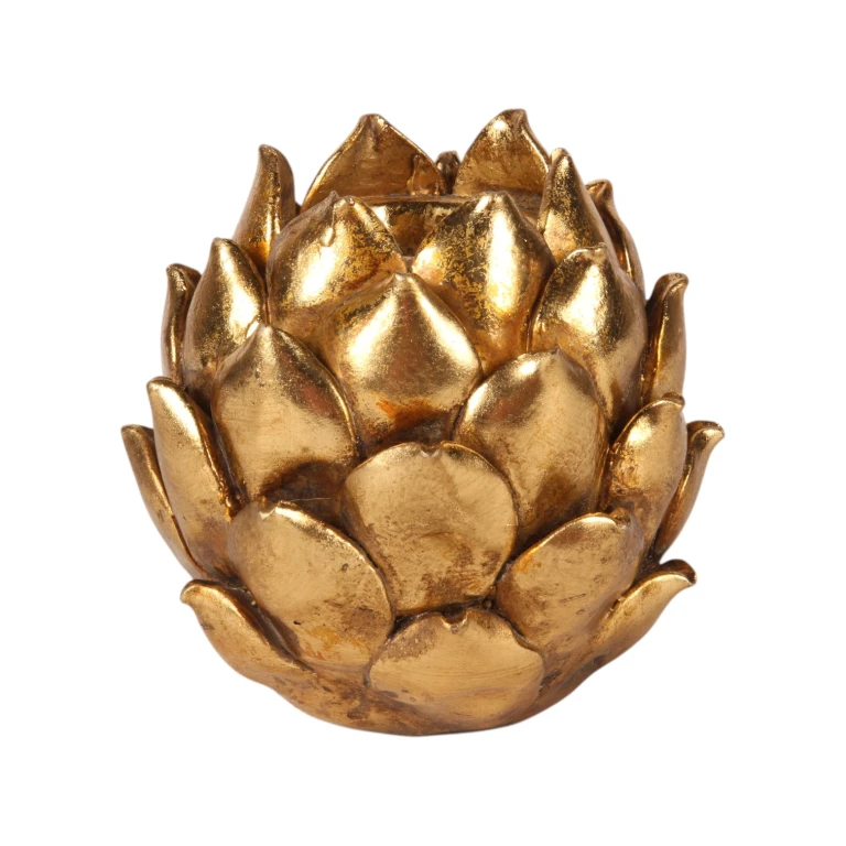 Candélabre Fleur - 11 cm - or - résine synthétique