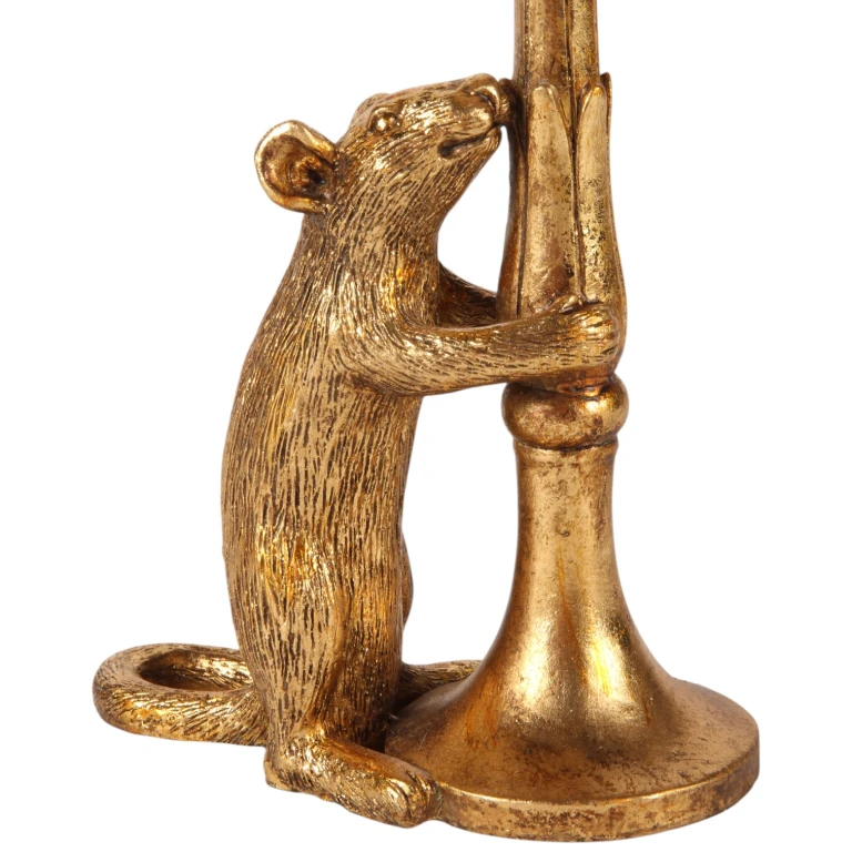 Candle Holder Mouse - 22.5 cm - Gold - Resin