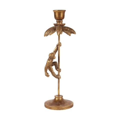 Kandelaar Aap 31 cm - Goud - Resin