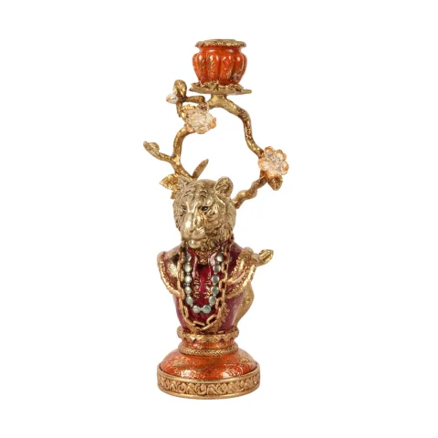 Kandelaar Leeuw 31 cm - Goud - Resin
