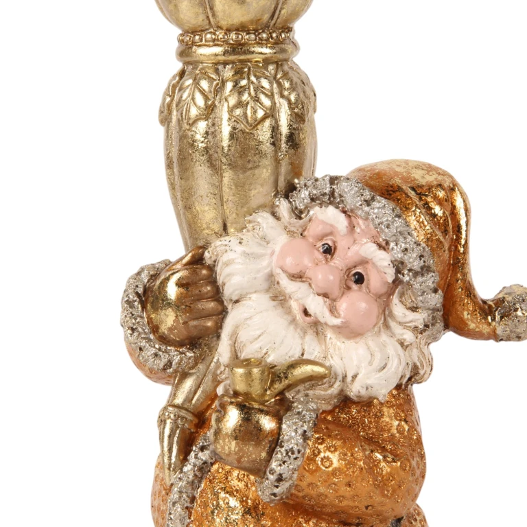Candélabre Père Noël - 23 cm - or - résine synthétique