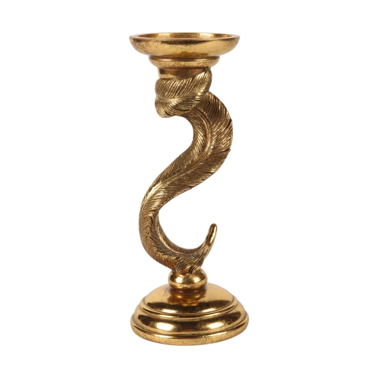 Candélabre Plume - 26,5 cm - or - résine synthétique - 1 pièce