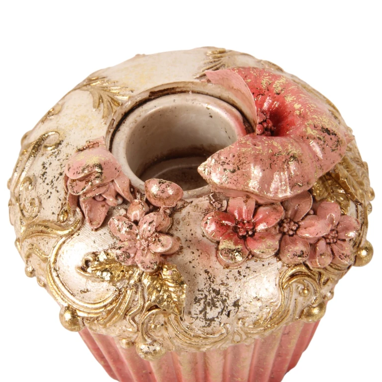 Candélabre Cake - 8 cm - rose - résine synthétique