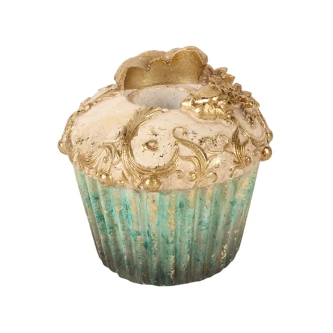 Kandelaar Cake 8 cm - Blauw - Resin