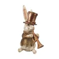 Figurine de lapin avec trompette - or - 17 cm