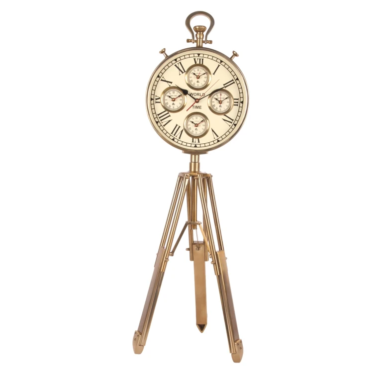 Horloge du monde sur pied - or - 100 cm