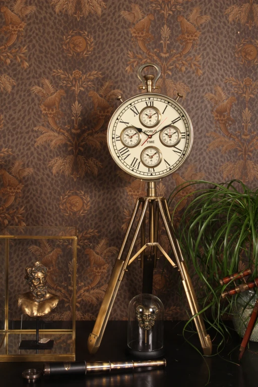 Horloge du monde sur pied - or - 100 cm