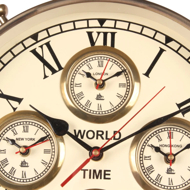Horloge du monde sur pied - or - 100 cm