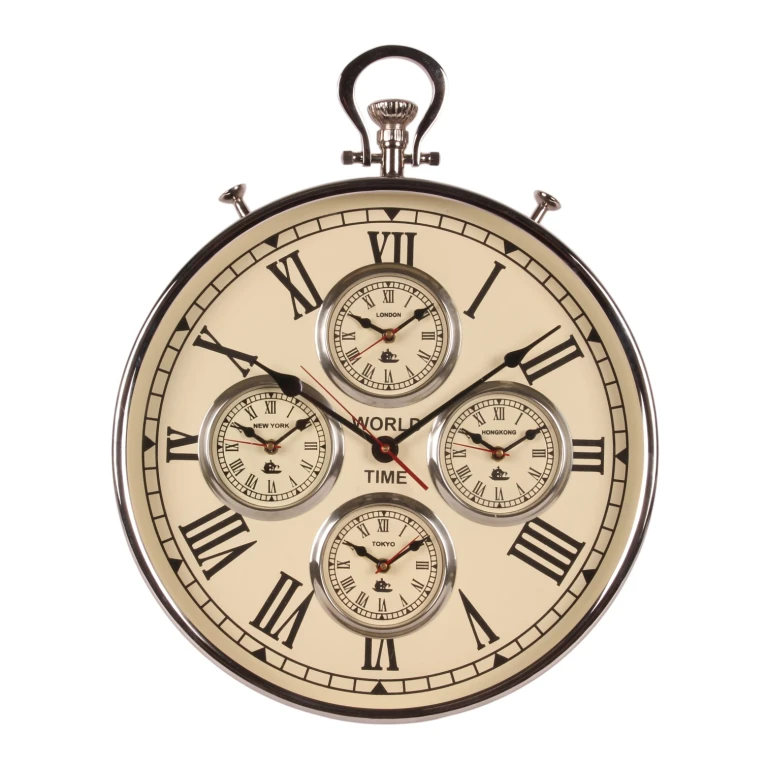 Horloge du monde - argent - rond - 51 cm