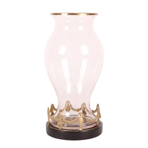 Windlicht - 35 cm - goud - messing en glas