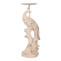 Candélabre Paon - 13 cm - blanc/crème - résine synthétique