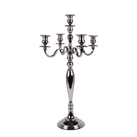 Kandelaar 5-armig - 80 cm - zilver - aluminium