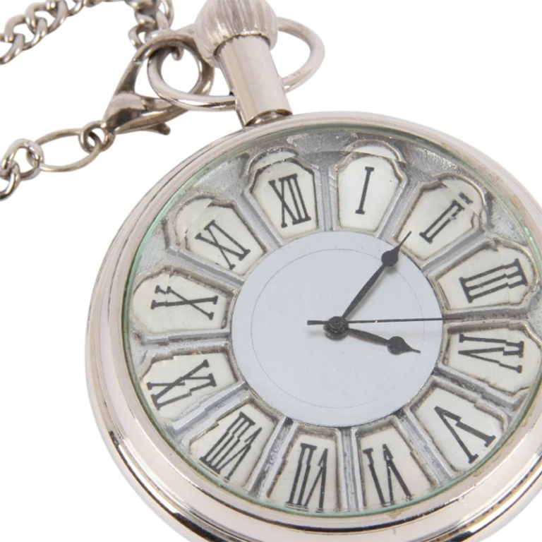 Montre de poche style néerlandais Ghandi - 5 cm - argent - laiton
