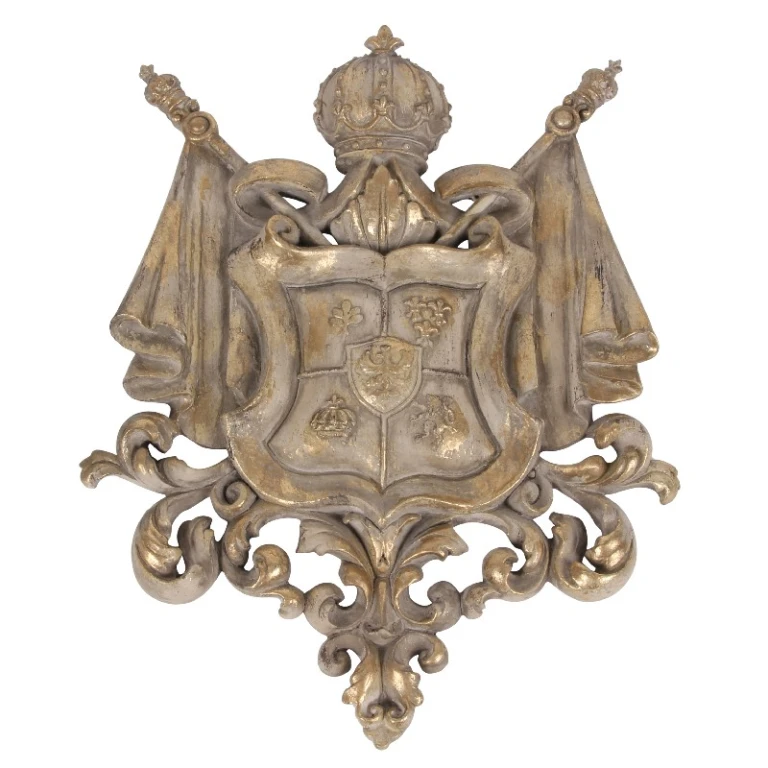 Plaque murale Blason - beige/or or - 36,5 cm - résine synthétique