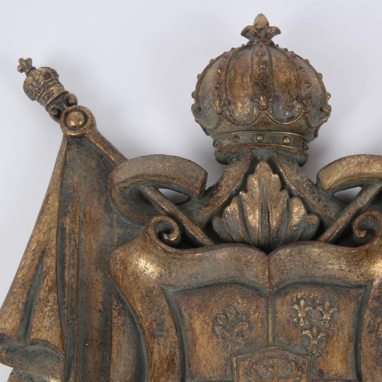 Ornement mural blason - or - 36,5 cm - résine synthétique