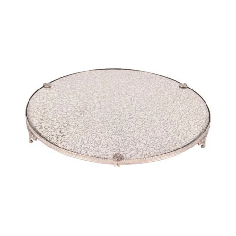 Dienblad met spiegel - messing - zilver - 38,5 cm