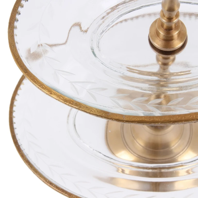Étagère - 2 niveaux - 38 cm - or - laiton et verre