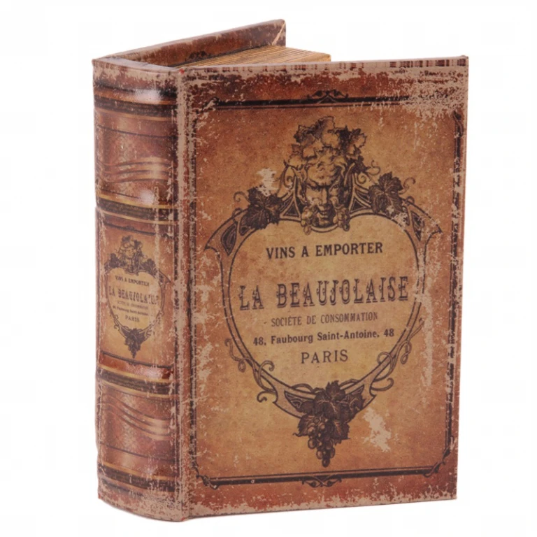 Boîte de rangement en forme de livre - 15 cm - brun - simili cuir