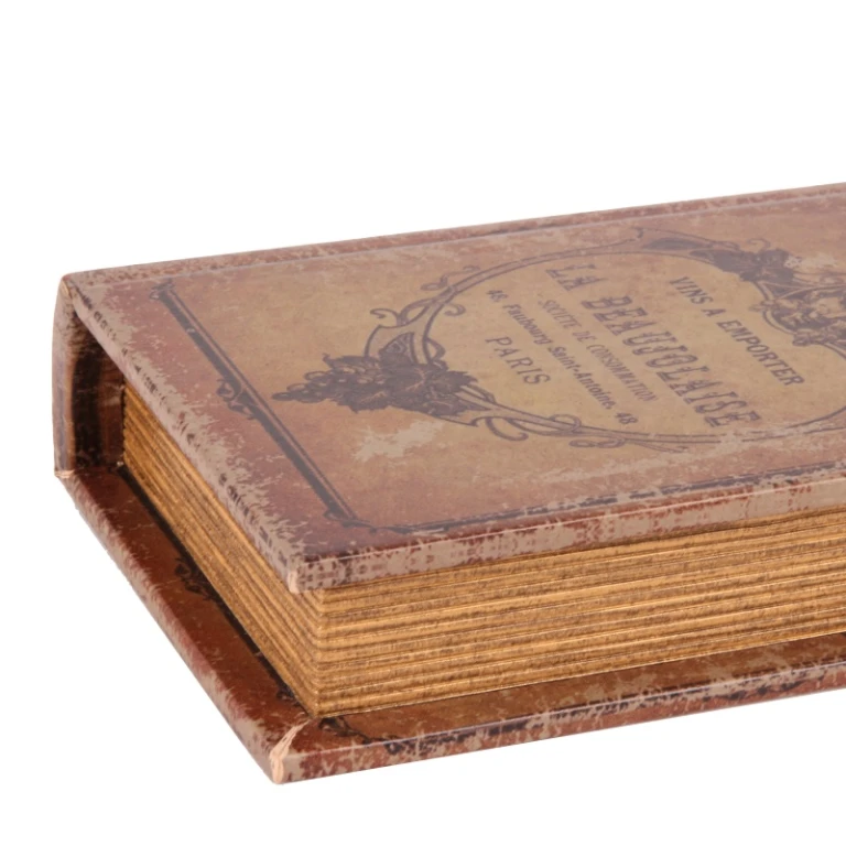 Boîte de rangement en forme de livre - 15 cm - brun - simili cuir