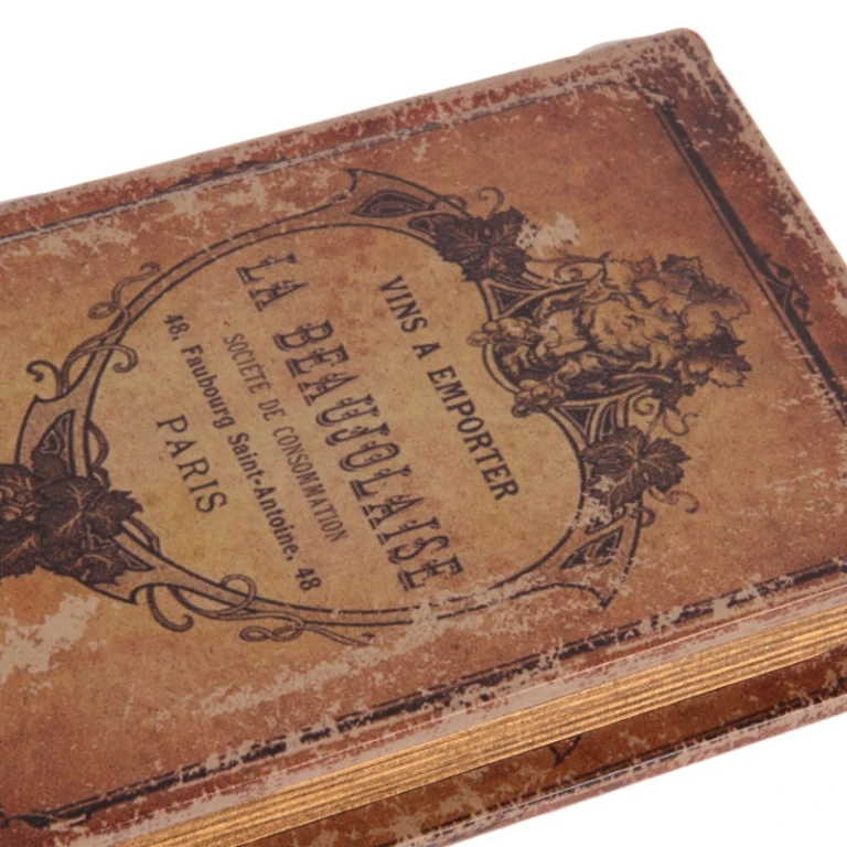 Boîte de rangement en forme de livre - 15 cm - brun - simili cuir