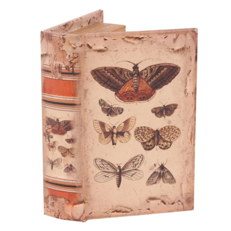 Boîte de rangement en forme de livre - 15 cm - beige - simili cuir