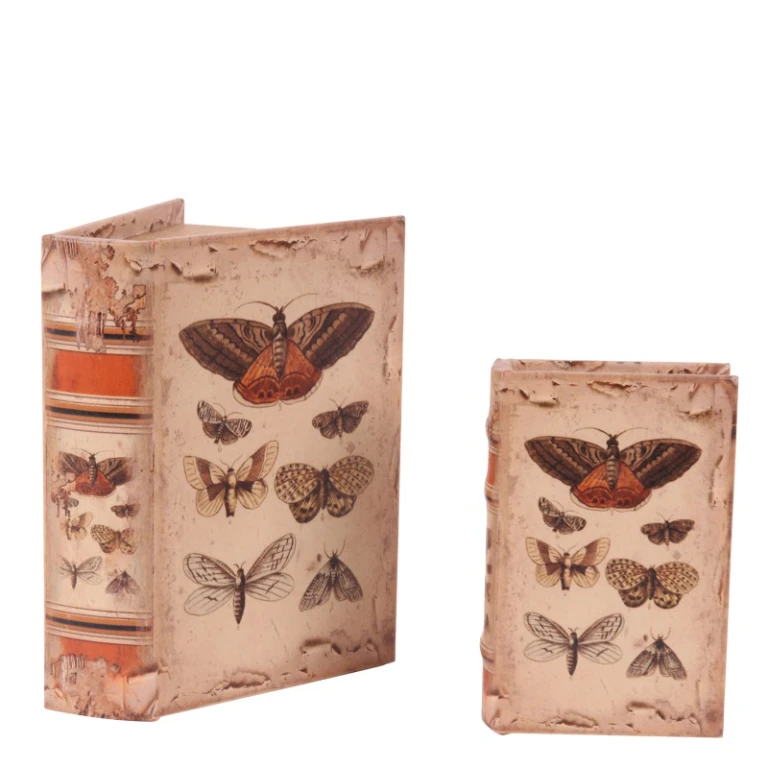 Boîte de rangement en forme de livre - 15 cm - beige - simili cuir