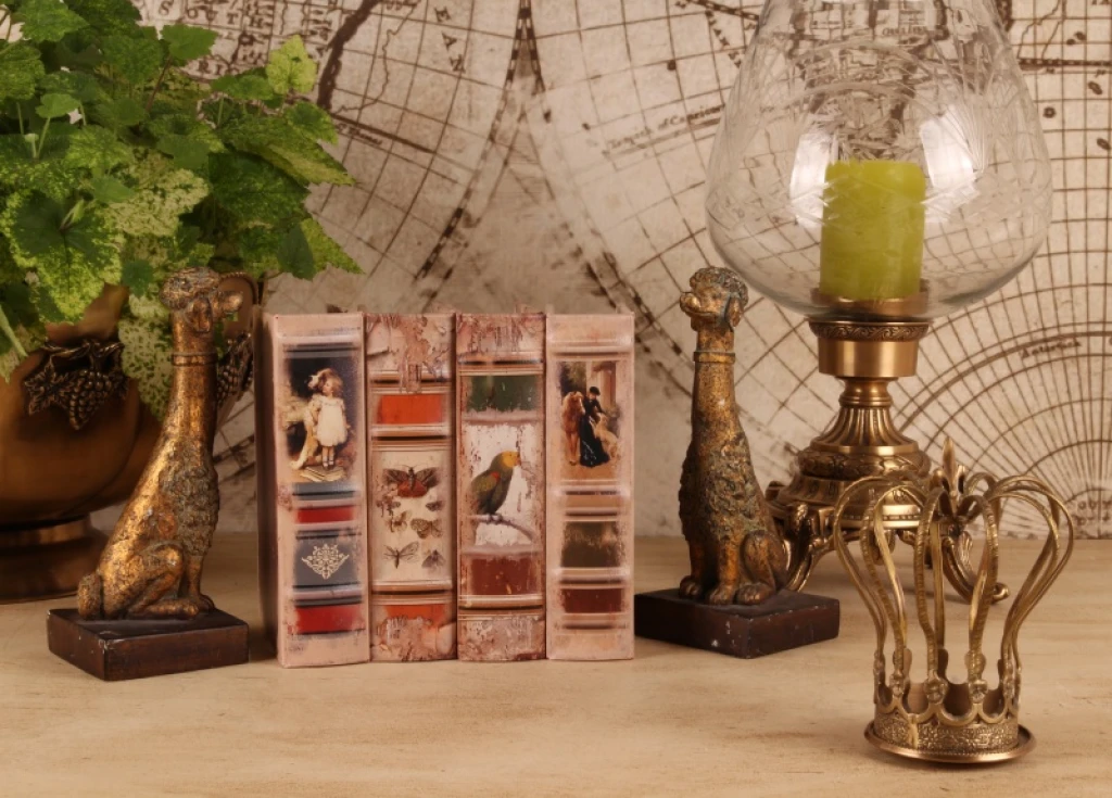 Boîte de rangement en forme de livre - 15 cm - beige - simili cuir
