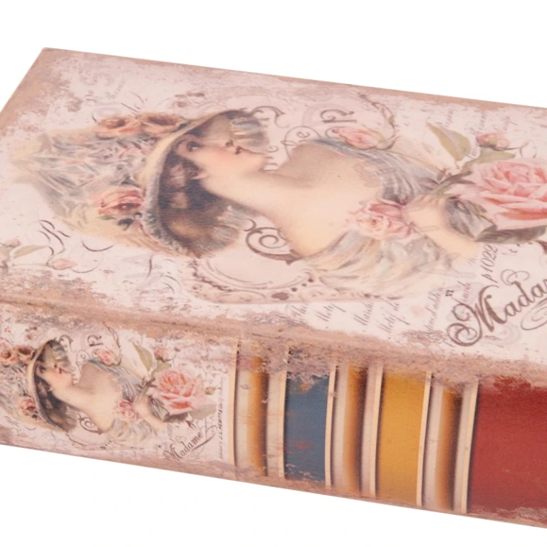 Boîte de rangement en forme de livre - 20 cm - rose - simili cuir