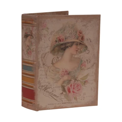 Opbergdoos in boekvorm - 23 cm - roze - kunstleer