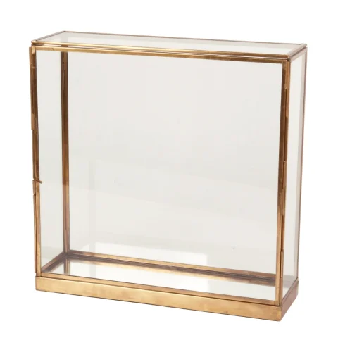 Displaybox - messing en glas - goud - 24x24x8 cm