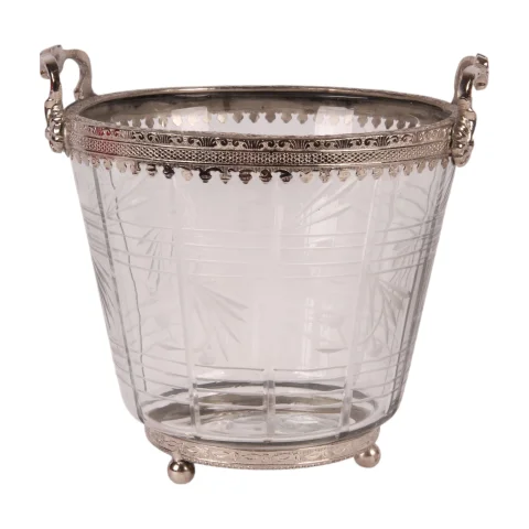 Waxinelichthouder - 13 cm - Zilver - Messing en Glas