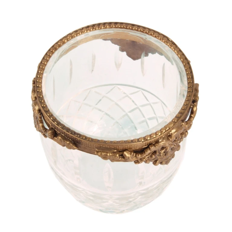 Bougeoir - or - laiton & verre - 10 cm
