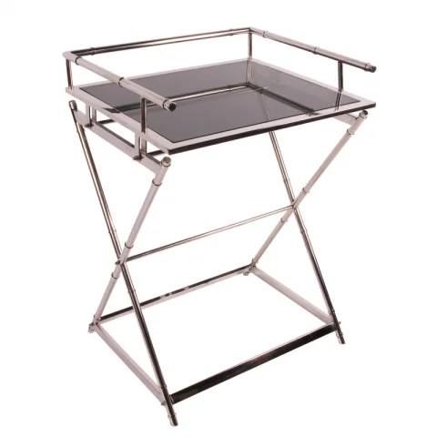 Serveertafel - zilver - glas & staal - 85 cm
