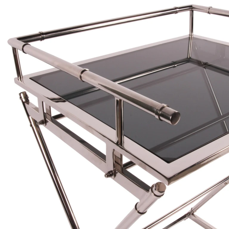 Table de service - argent - verre & acier - 85 cm