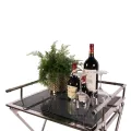 Serveertafel - zilver - glas & staal - 85 cm