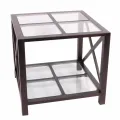 Bijzettafel Santiago - glas en staal - zwart - 60 x 60 x 55 cm