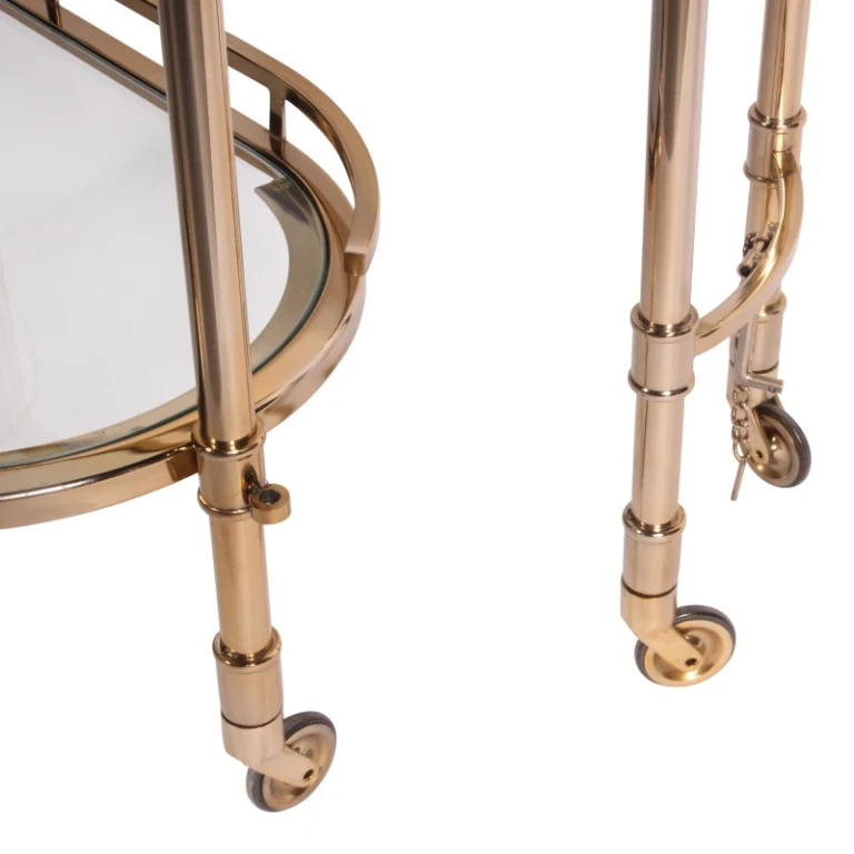 Chariot de bar - or - verre & acier - 83 cm