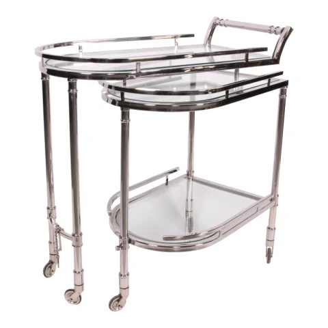 Bar trolley - zilver - glas & staal - 83 cm