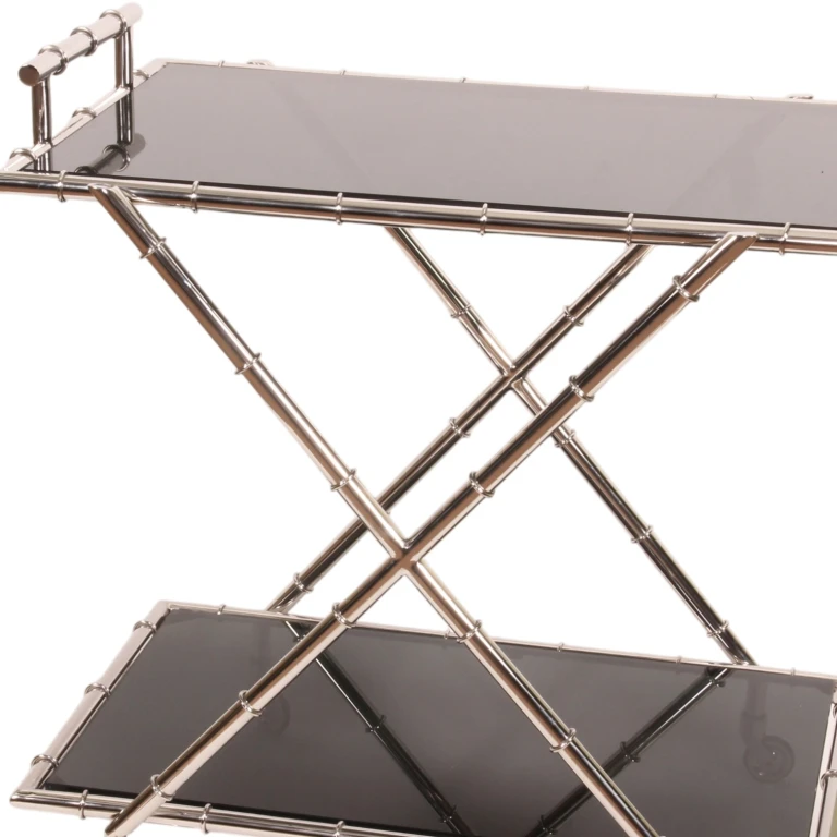Chariot de service - verre & acier - argent - 88 cm