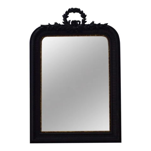 Wandspiegel - zwart - hout - 102 cm