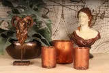 Waxinelichthouder Bloemenprint - 15 cm - Rood - Glas