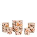 Waxinelichthouder vlinders - 15 cm - roze - glas