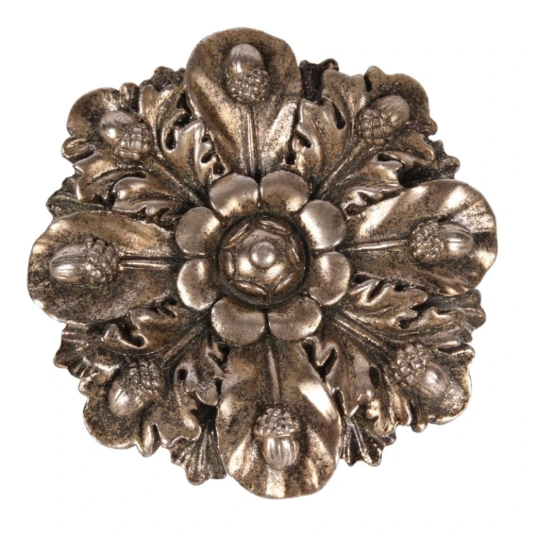 Ornement mural forme de fleur - argent - 15 cm - résine synthétique