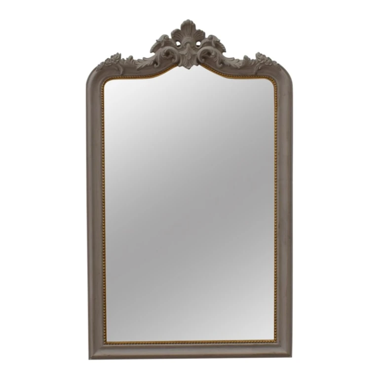 Miroir mural - gris - bois et résine synthétique - 130x80 cm
