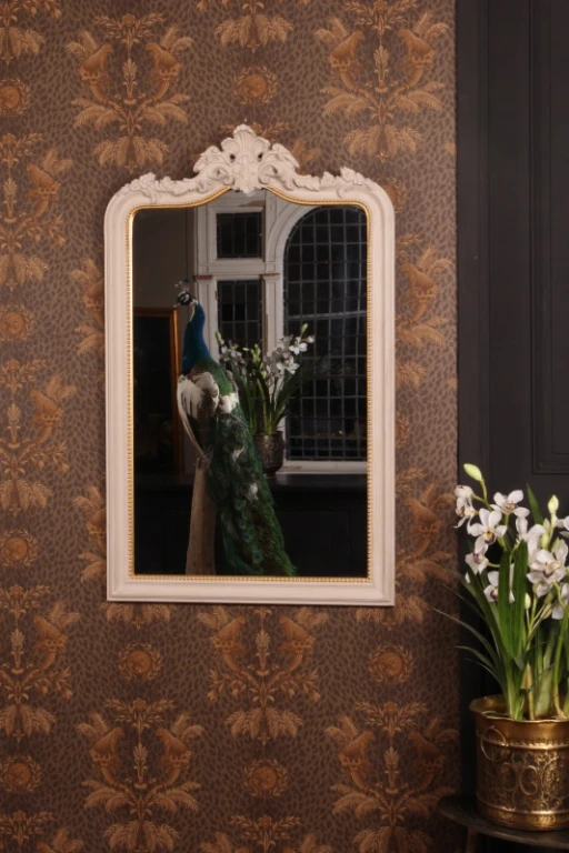 Miroir mural - gris - bois et résine synthétique - 130x80 cm