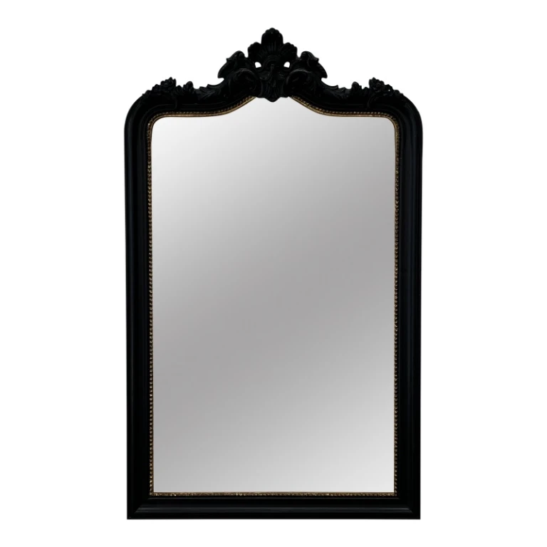 Miroir mural - noir - bois et résine synthétique - 130x80 cm