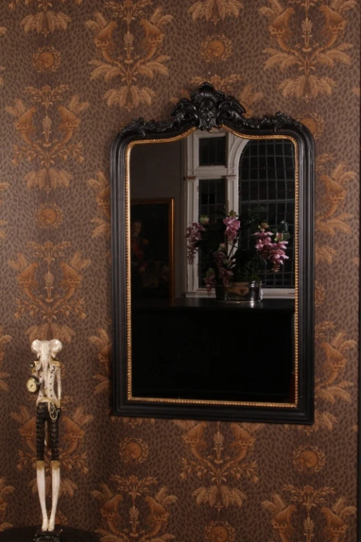 Miroir mural - noir - bois et résine synthétique - 130x80 cm