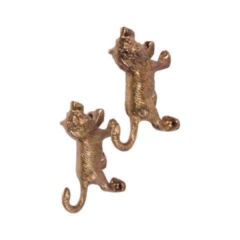 Wandhaak Leeuw - 12 cm - goud - aluminium