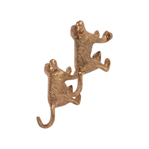 Wandhaak aap - goud - aluminium - 12 cm